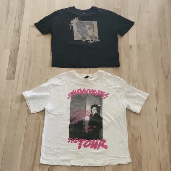 Shawn Mendes H&M Divided Womens Graphic T-Shirts - Black and White Size XS and M - Picture 1 of 8